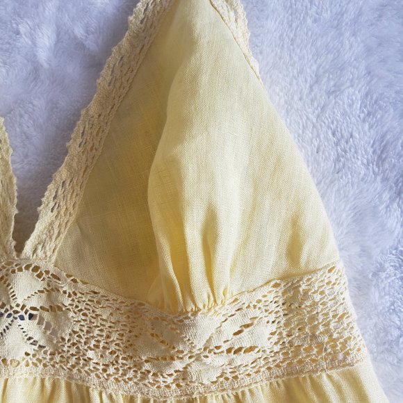 ACROBAT Crochet Empire V Neck Sleeveless Tunic Yellow Top SZ S - Picture 8 of 14